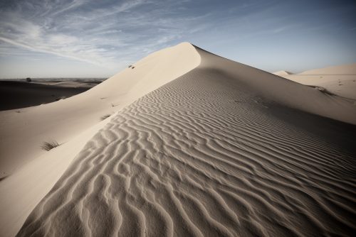 Isolated dune with details of both sides where we can see the waves design by the wind, nature beauty