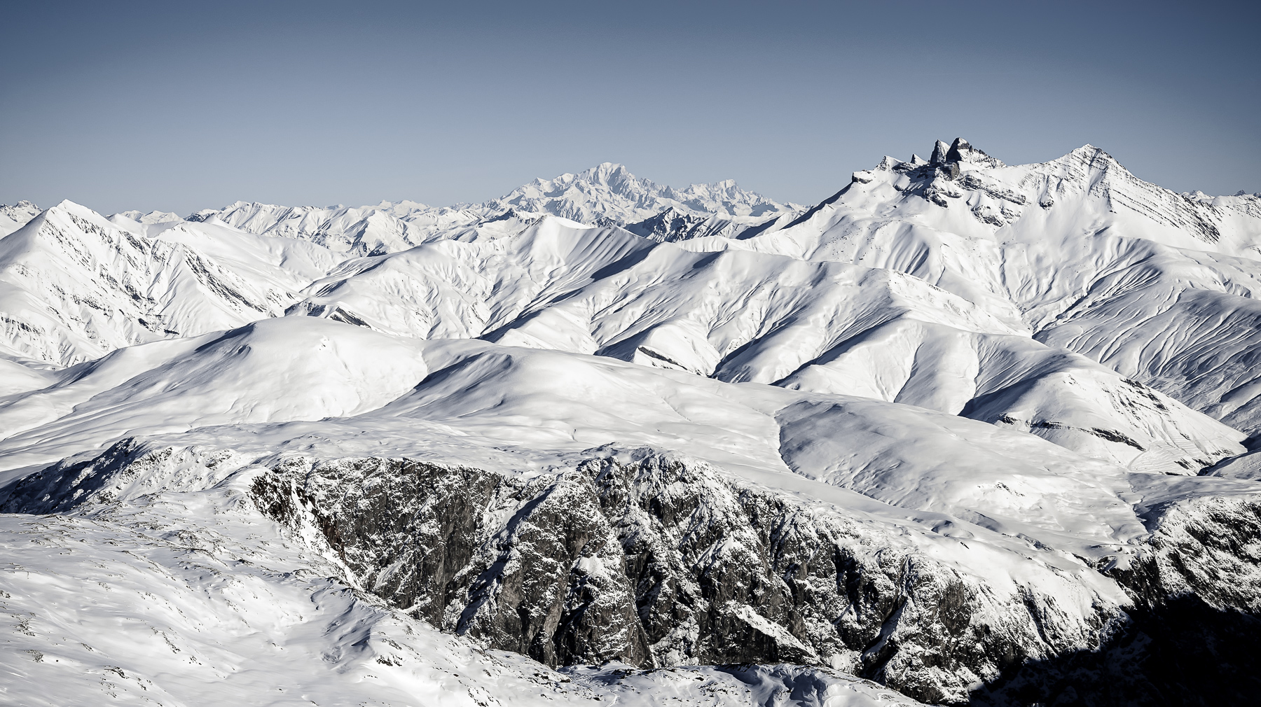 Snowy Peaks in the French Alps, France