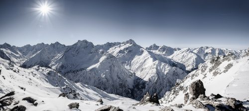 Snowy Peaks in the French Alps, wintertime