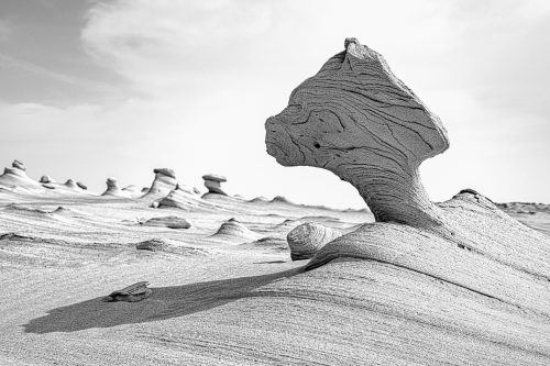 Al Wathba sand stones or Fossil Dunes in the desert of Abu Dhabi, United Arab Emirates